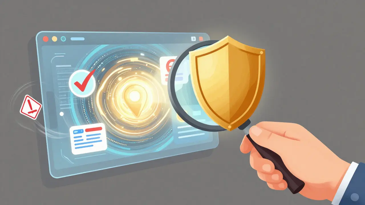 Abstract illustration of verifying safe online pharmacies