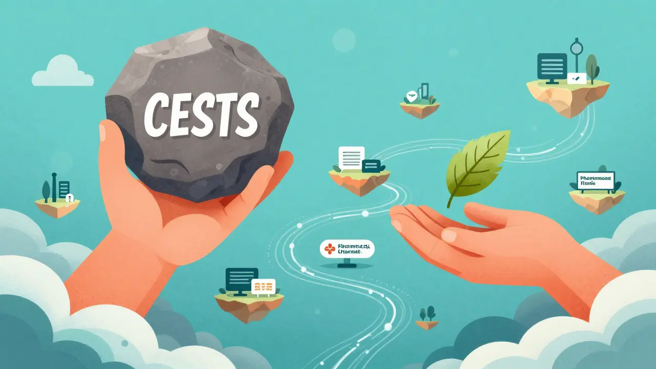 Abstract illustration comparing heavy rocks and light leaves to represent price differences